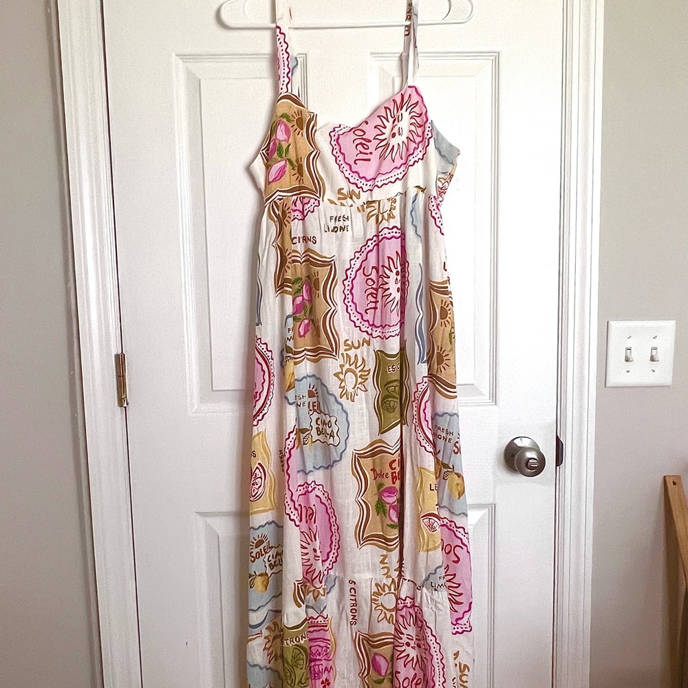 ❤️Paper Heart Women’s Italian Theme Dress Linen Blend Sz XL Dulce Vita NEW🍋